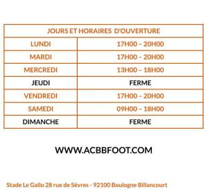 Horaires secrétariat